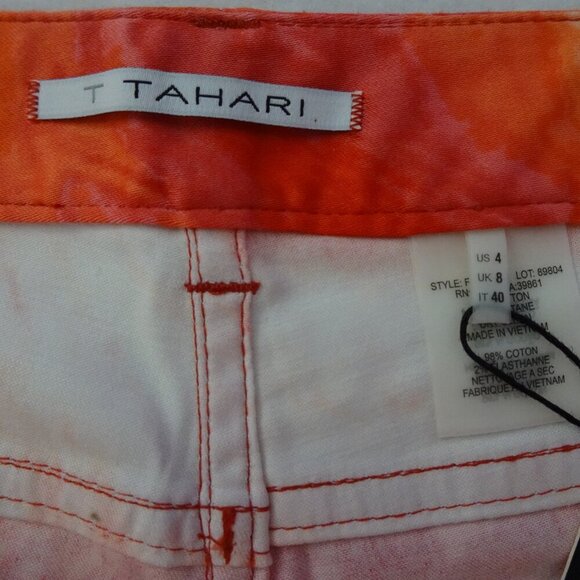 Tahari Straight Leg Jeans Women's Size 4 Orange Peach Swirl Lightweight Miranda - Picture 8 of 11